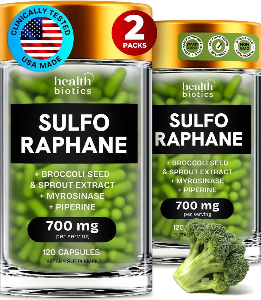 Sulforaphane Supplement Organic Broccoli Sprouts TEN Stabilized Sulforaphane Kids &amp; Adult ← Adulto de Broccoli Florets &amp; Seeds ANTE Suplementos orgánicos Sulfur 240 Pills TEN 2 Packs