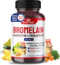 Suplemento Bromelain con Quercetin, Zinc, Fenugreek, Turmeric, Ginger, Black Pepper &amp; Probiotics - Apoya la Digestión, Salud Conjunta &amp; Absorción Nutriente Ø 150 cápsulas