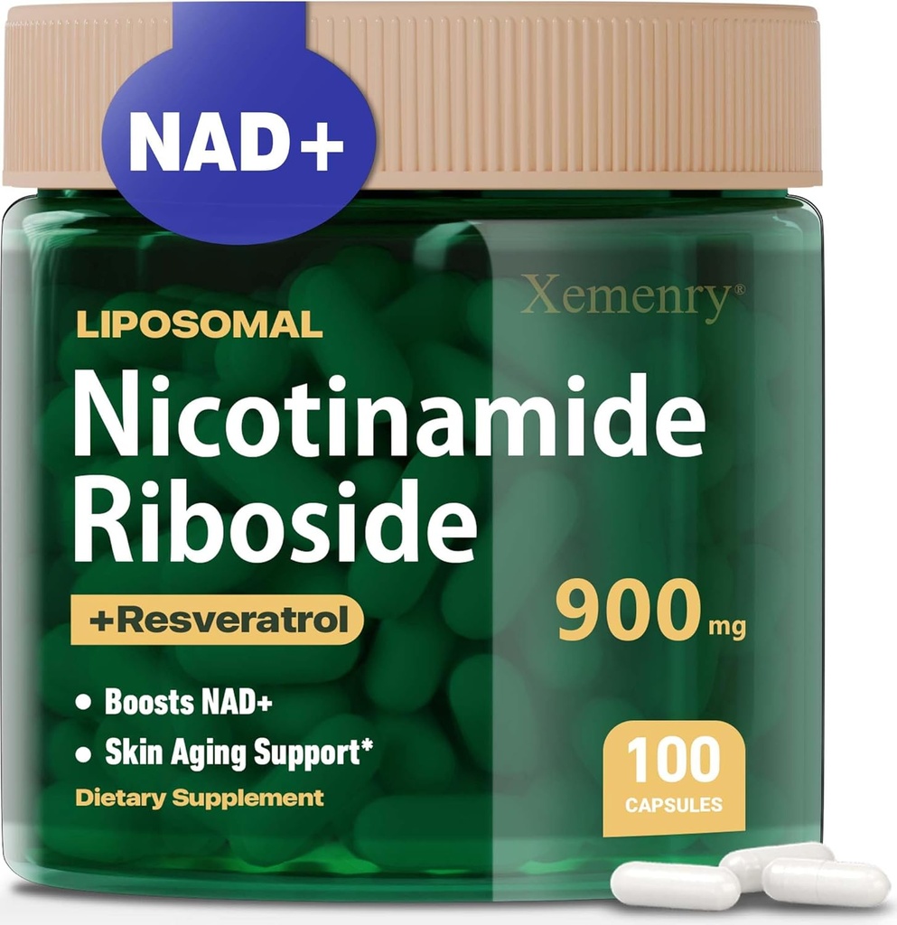 Liposomal Nicotinamide Riboside, NAD Supplement for Anti-Aging, Energy, Focus, 900mg NAD+ Suplemento, Resveratrol " Quercetin, -50 Day Supply, 100 Capsules