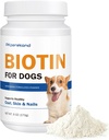 Biotina para perros, apoya la carne brillante y la piel sana, fortalece las uñas de perros, suplemento de polvo de biotina para la cama de perros, alivio de la piel seca para perros, 6 oz