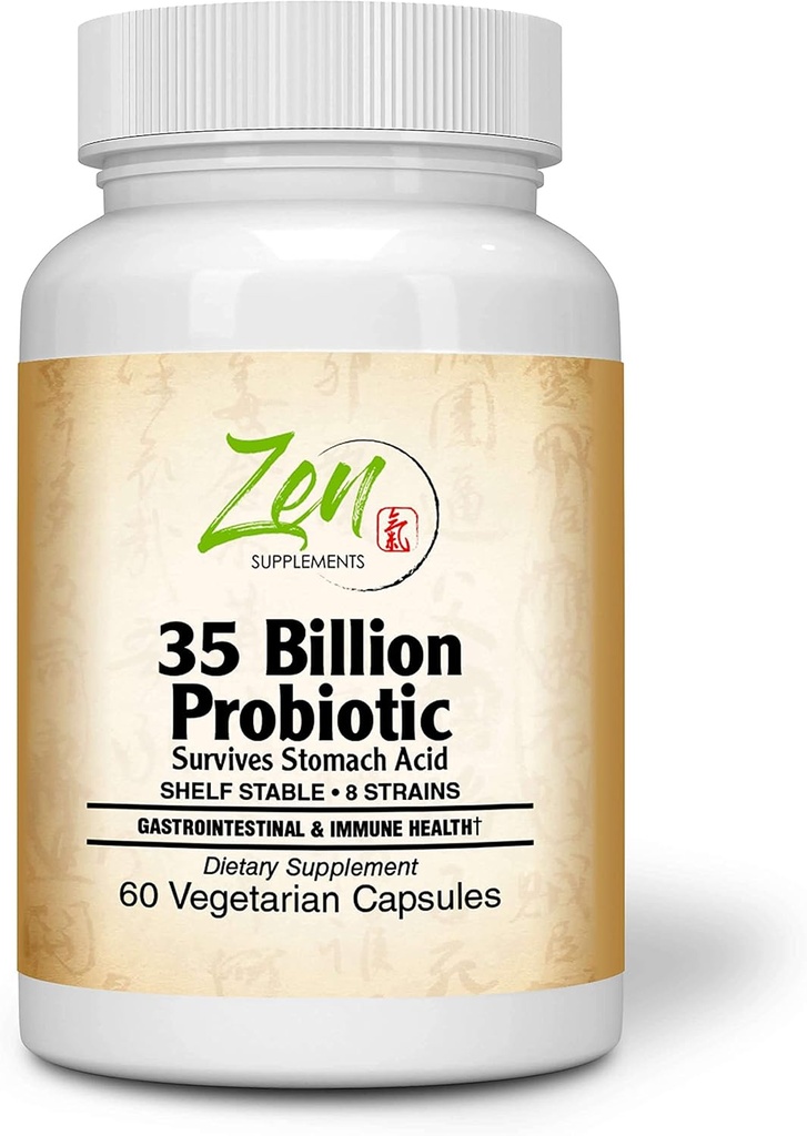 35 Billion Probiotic CFU con 8 Strains 60-Vegcaps - Sostened Release Technology, Resist Stomach Acid, Shelf Stable - Support for Healthy Digestion & Intestinal Ecology Favorable Intestinal Flora