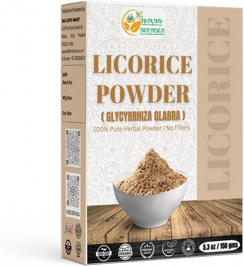 Herbs Botanica Licorice Powder 100% Pure & Natural Licorice Root Powder for Herbal Tea, Skin Care, &amp; DIY Beauty Natural Licorice Root Suplemento 5.3 oz Resealable Pack