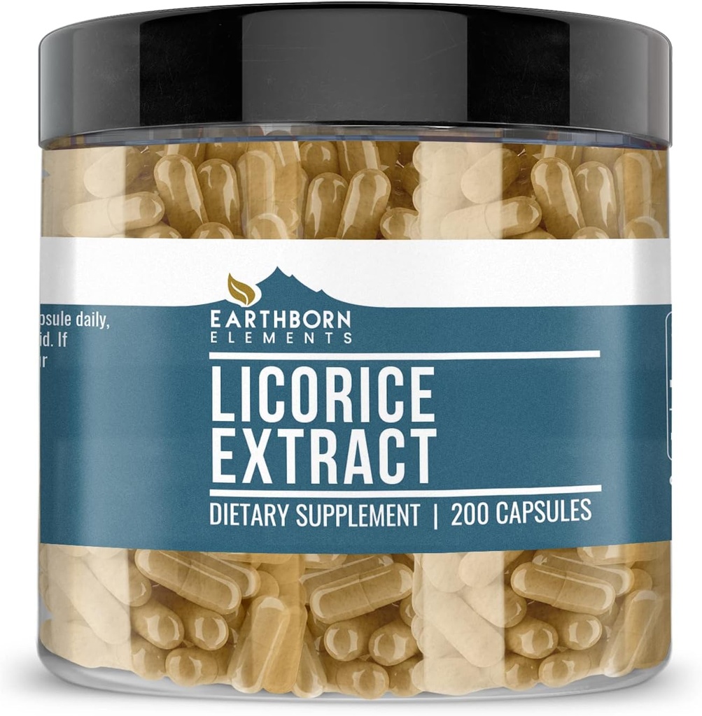 Elementos tercos Licorice Extracto 200 Capsules, Puro ' Undiluted, No Additives