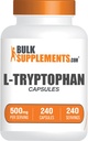 BulkSupplements.com L-Tryptophan Capsules - Suplemento Tryptophan, L-Trptophan 500mg - Suplemento Amino Acid, Gluten Free - 1 cápsula por Serving, 240 cápsulas (Pack of 1)