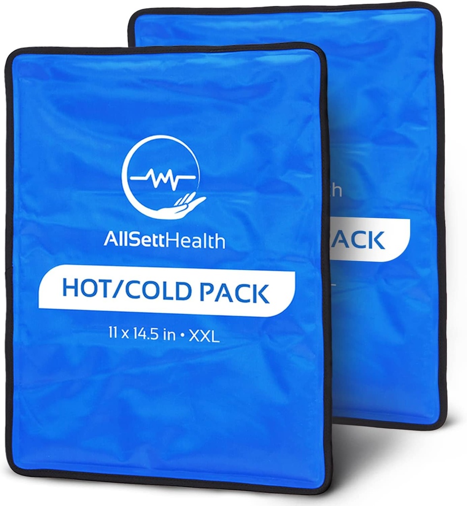 Paquetes de hielo reutilizables para lesiones Reutilizables 11" x 14.5" - 2 Pack XL TEN caliente &amp; frío Paquete de hielo grande para el alivio de dolor de espalda, flexible cuando congelado Ø Compresas frías para la espalda, rodillas y lesiones de hombro