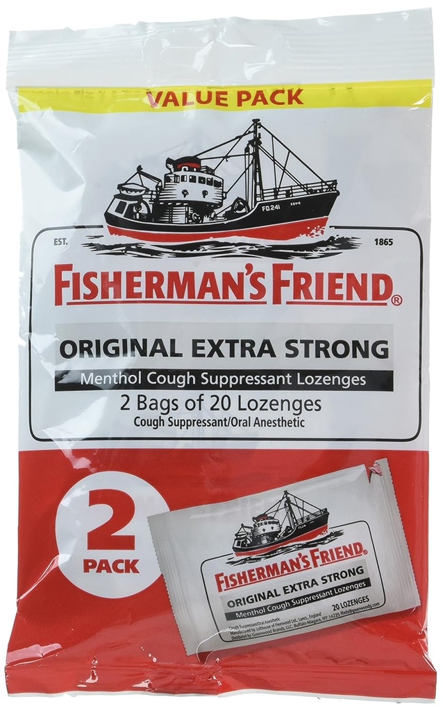 Amigo de Fisherman Original Extra Strong Cough Suppressant Lozenges, 20 Conde (Pack of 2)