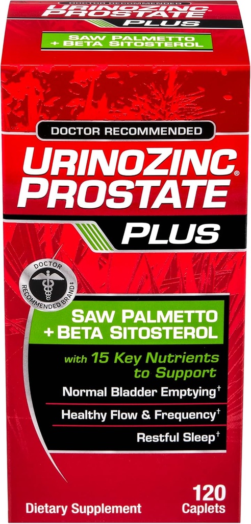 Urinozinc Prostate Plus, Saw Palmetto " Beta Sitosterol Supplement for Men, Reduce Frequent Urination (2 Month Supply, 120 Count)