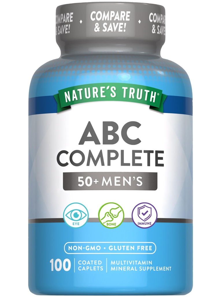 La verdad de la naturaleza Hombres 50+ Multivitamínicos viven con las vitaminas A, C, E, B6 &amp; B12 Silencio 100 Cuenta ← No Gluten Gratis