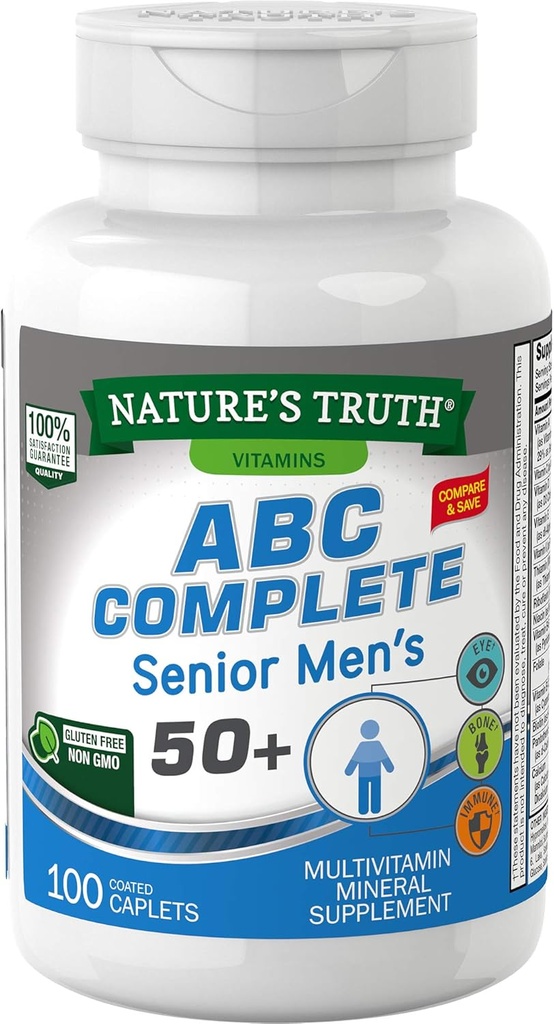 La verdad de la naturaleza Hombres 50+ Multivitamínicos viven con las vitaminas A, C, E, B6 &amp; B12 Silencio 100 Cuenta ← No Gluten Gratis