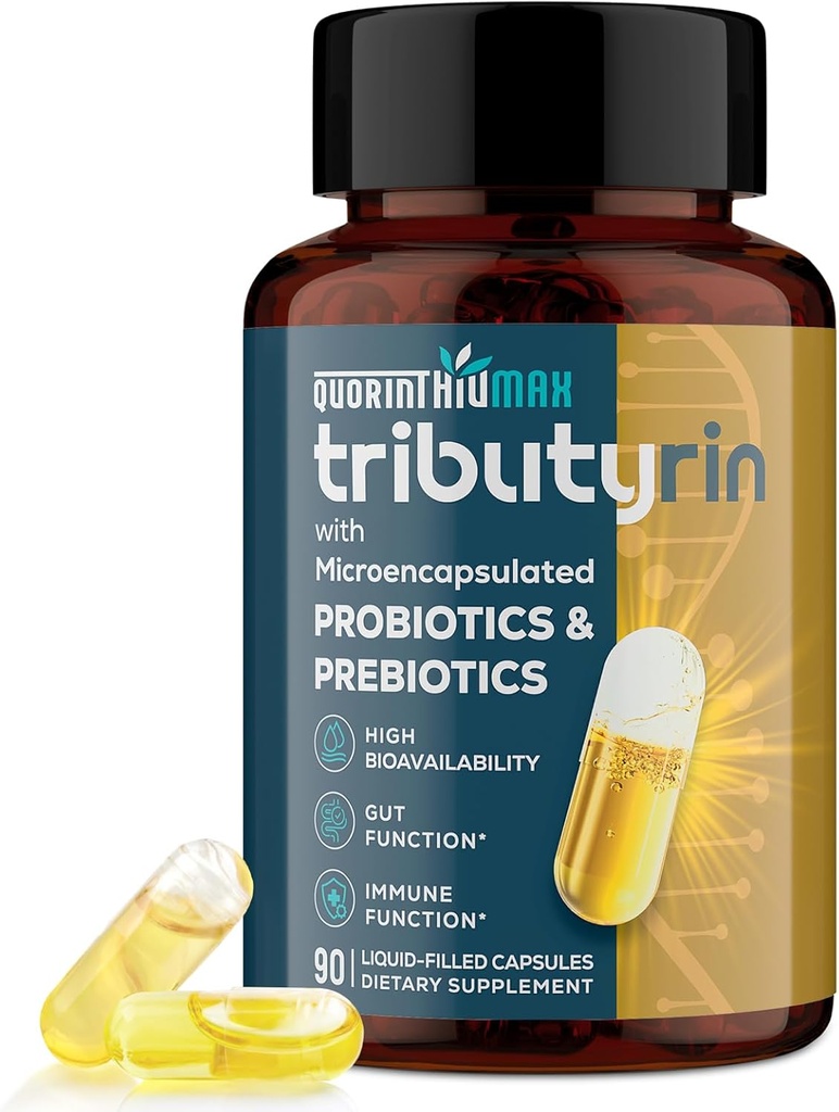 Suplemento Tributyrin para Gut &amp; Immune 800mg TEN High Bioavailability with Microencapsulated Probiotics & Prebiotics - Advanced Liquid-Filled Tributyrin Complex, Gluten Free, 90 Capsules