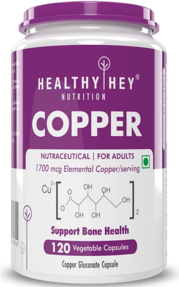 Gluconato de cobre Chelated - Formulario altamente biodisponible - No GMO, Gluten Gratis -120 Veg. Capsules