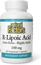 Factores naturales, ácido R-Lipoico, soporte antioxidante, 60 cápsulas
