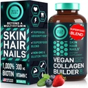 WILD FUEL Vegan Collagen Builder - Biotin, Organic Superfood, Amino Acids Glycine, Lysine, Proline Plant-Based Collagen Booster Supplements - 30 Organic Extract Tablets