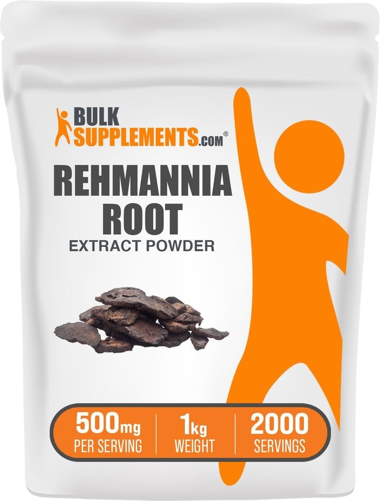 BulkSupplements.com Rehmannia Extract Powder, de Rehmannia Root, Herbal Supplement - Gluten Free, 500mg per Serving, 1kg (2.2 lbs) (Pack of 1)