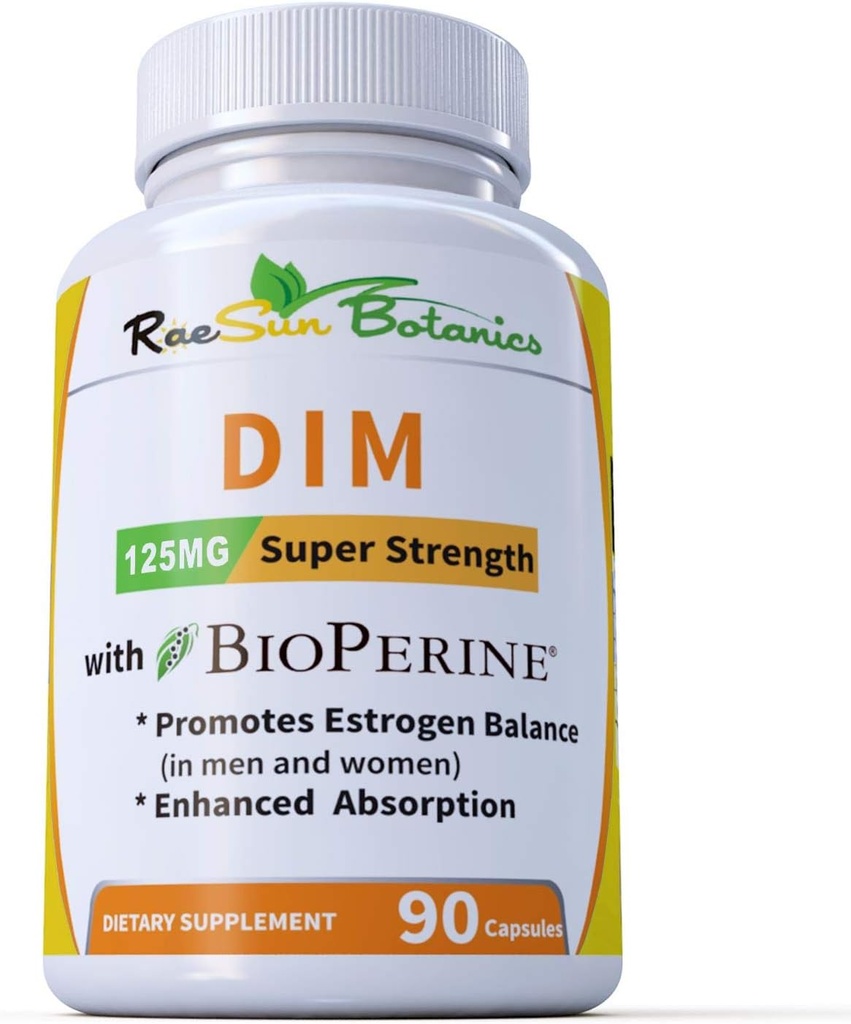 DIM Suplemento 125mg - DIM Diindolylmethane Plus BioPerine 90-Day Supply of DIM for Estrogen Balance, Hormone Menopause Balance, Acne Support, Hair Skin and Nails