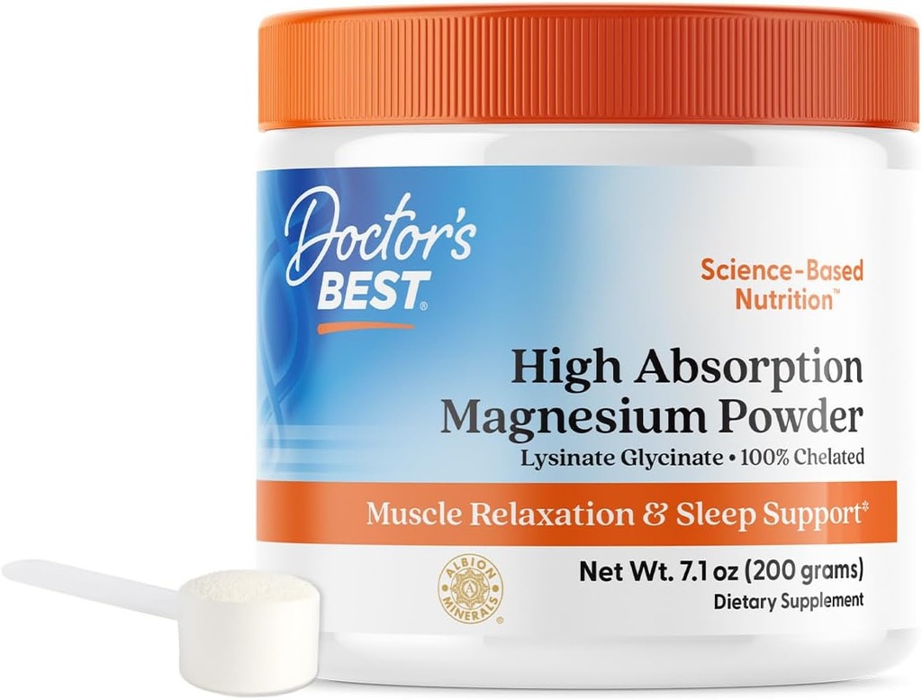 La mejor absorción del doctor Magnesium Powder,White, 100% Chelated TRACCS, Not Buffered, Headaches, Sleep, Energy. No GMO, Vegan, Gluten Free, 200G, 7.1 Ounce (Pack of 1)