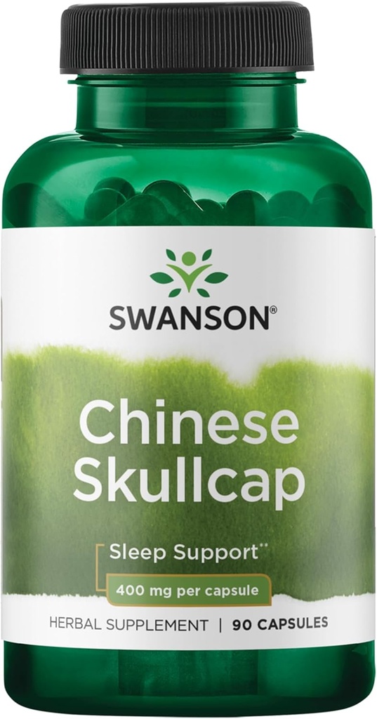 Swanson Chinese Skullcap - Herbal Supplement Promoting Relaxation & Sleep Support - Flavonoid Formula to Help Soothe Nerves - (90 Capsules, 400 mg cada uno)