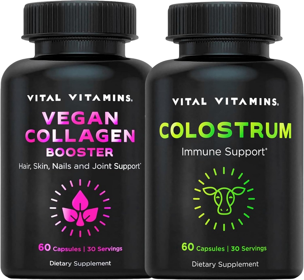 Vital Vitaminas Vegan Collagen Booster Capsules + Colostrum Capsules Suplemento