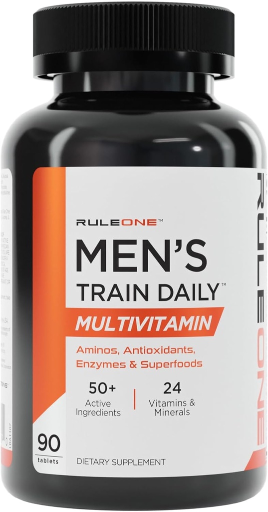 Regla 1 R1 Men’s Train Daily - 90 Tablets - Sports Multivitamin with Aminos, Antioxidants, Enzymes & Superfoods - 30 Servings