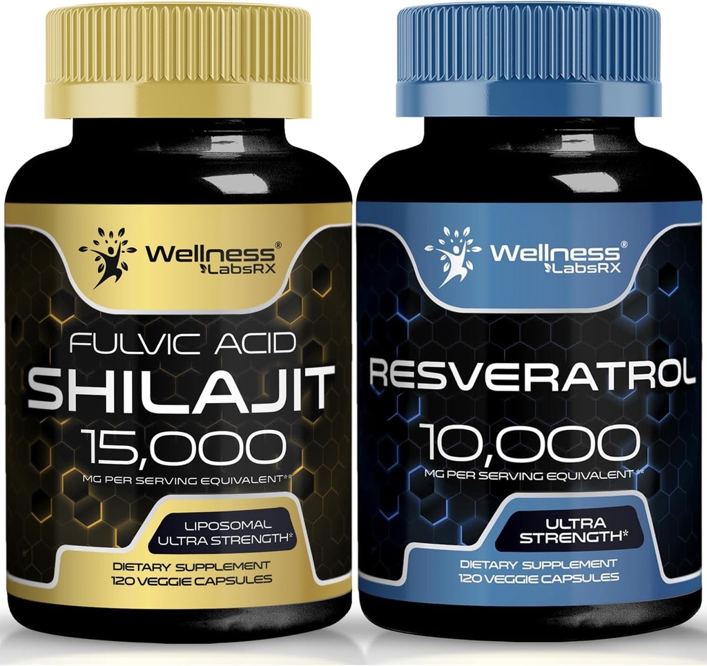WELLNESS LABSRX Resveratrol Capsules con Shilajit Pure Himalayan Capsules