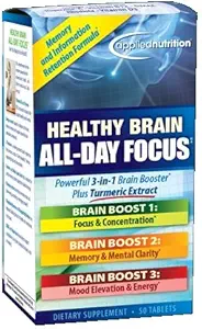 Nutrición aplicada Cerebro saludable Todo el día Focus, 50 tabletas por botella (3 Pack)
