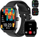 Smart Watch para Mujer Hombre(Respuesta/Llamada de Maquillaje), Relojes inteligentes con frecuencia cardíaca/SpO2/Sleep/Stress Monitor, IP68 Waterproof Activity Tracker para Android iPhone, 100+ Sports Fitness Watches (Negro, 1.85")