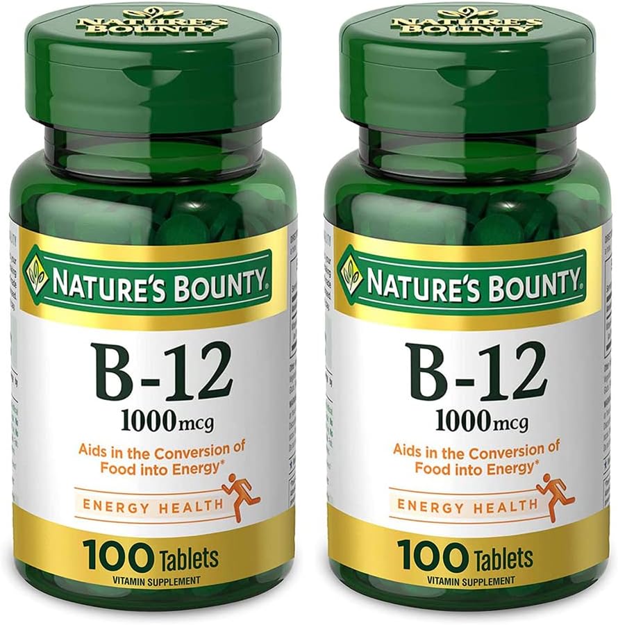 Vitamina Natural Bounty B12, 1000mcg, 100 Tablets (Pack of 2)