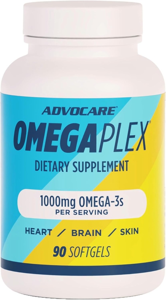 Suplemento dietético AdvoCare Omegaplex - Omega 3 Suplemento con DHA &amp; EPA - Ácido graso esencial para apoyar inmuno, metabolismo y salud cardíaca* - Ayudas Esquí saludable, uñas &amp; cabello - 90 Softgels