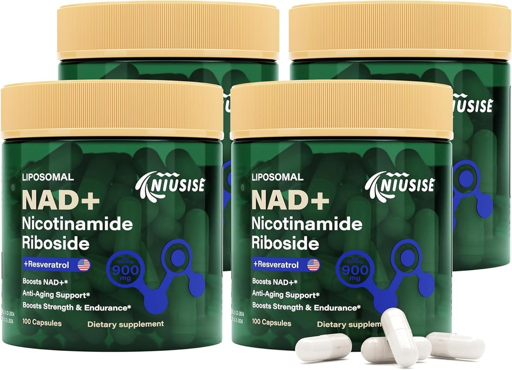 NAD Supplement, NAD Nicotinamide Riboside 900 Mg for Men and Women, Liposomal NAD+ Suplemento con Nicotinamide Riboside, Resveratrol " Quercetin, Energy, Boost NAD+, 400 cápsulas