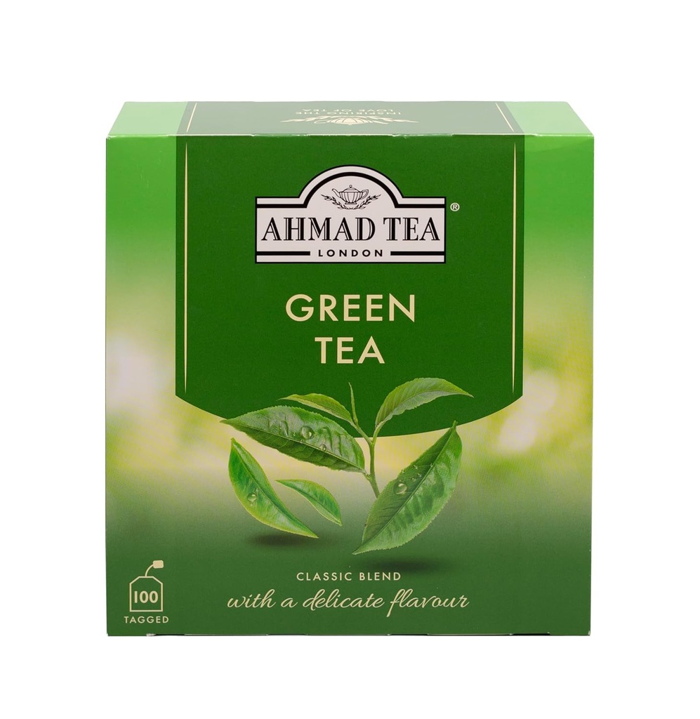 Ahmad Tea Green Tea, Green Tea Teabags 100 ct - Caffeinated &amp; Sugar-Free