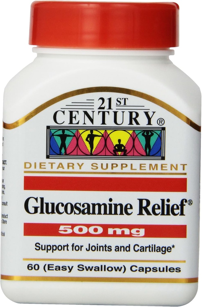 Alivio de Glucosamina del siglo 21 500 Mg, 60 cápsulas fáciles de absorber, (Pack of 3)