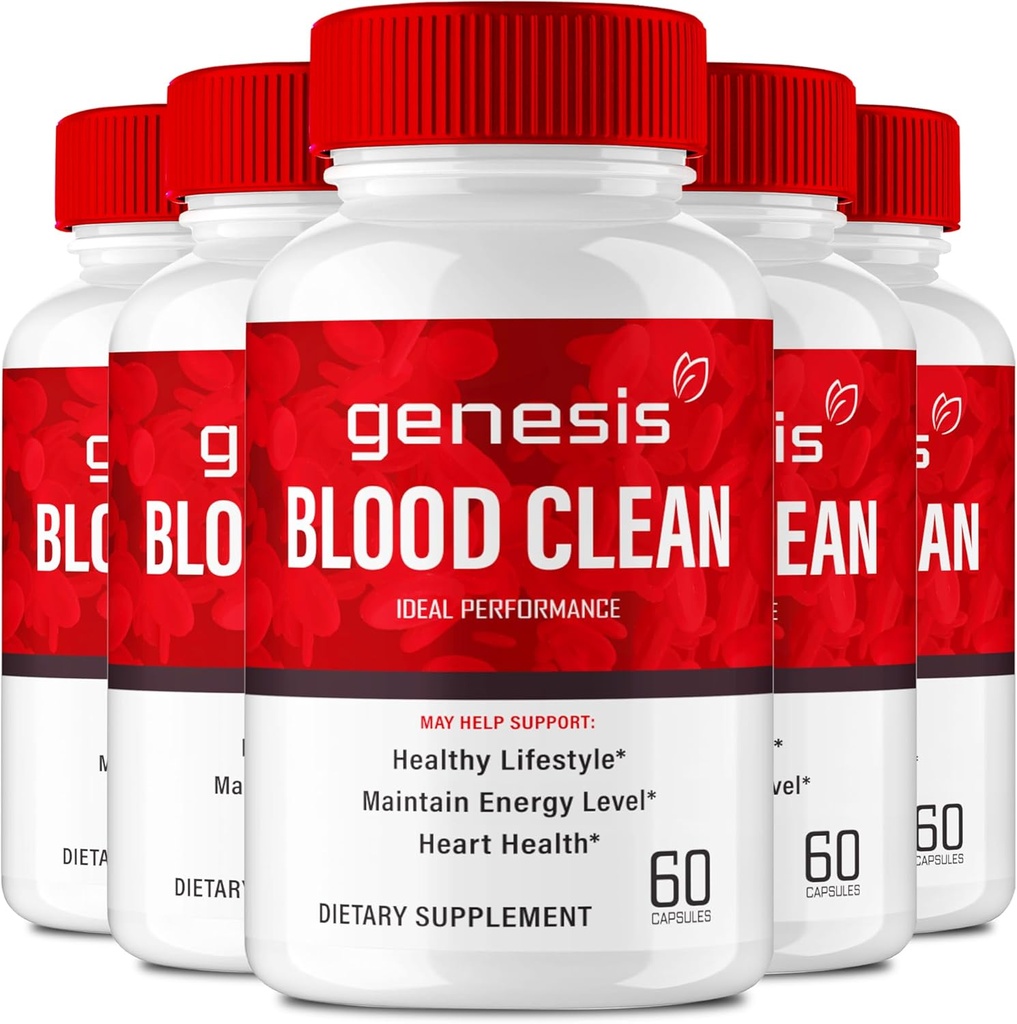 Genesis Blood Clean Capsules - Advanced Formula Supplement for Maximum Strength - Natural Blood Vessel Cleaner, GenesisBlood Clean Pills, GenesisBloodClean Pastillas Comentarios (5 Pack)