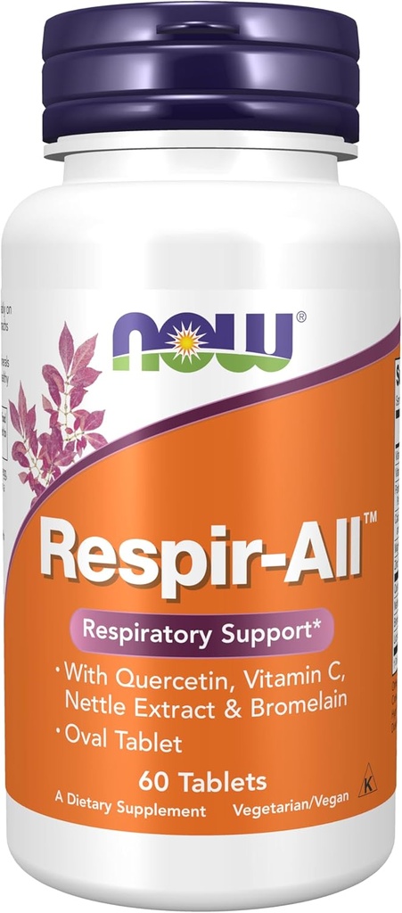 AHORA Suplementos, Respir-AllTM con Quercetina, Vitamina C, Extracto de Nettle y Bromelain, Soporte respiratorio*, 60 Tabletas