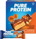 Barras de proteína puras, alta proteína, nutritious Snacks to Support Energy, bajo azúcar, libre de gluten, caramelo de maní de chocolate, 1,76oz, 12 conde (Packaging May Vary)