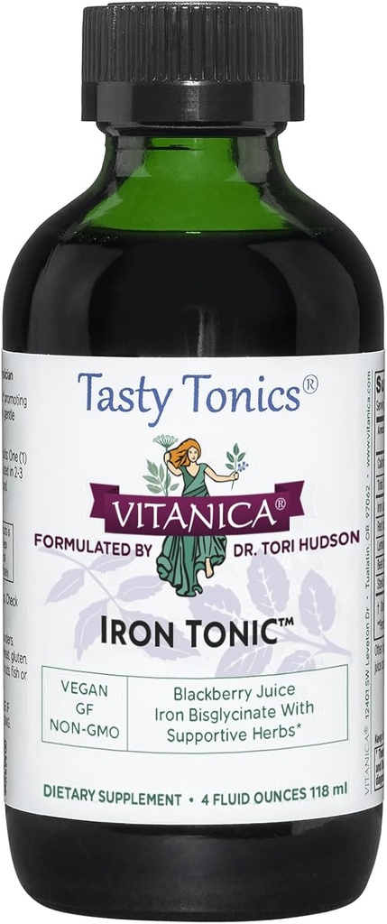 Vitanica Iron Tonic, Suplemento de Hierro Líquido, Red Blood Cell Support, Vegan, 4 Ounce
