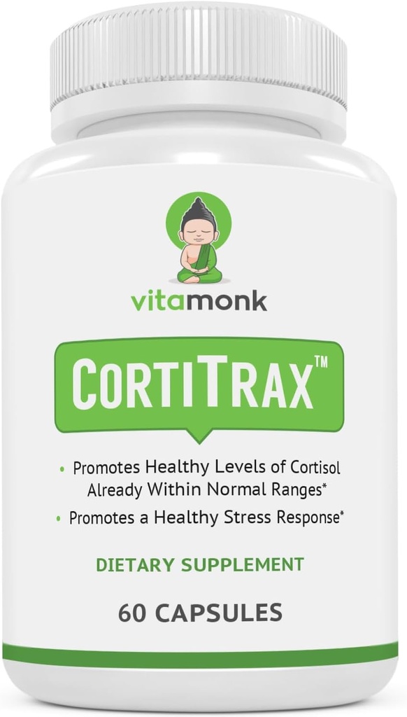 VitaMonk CortiTrax Natural Cortisol Blocker - Doctor Formulado Cortisol Manager, Cortisol Support " Cortisol Reductor (Ya dentro de los rangos normales)- 60 Capsule Cortisol Suplemento