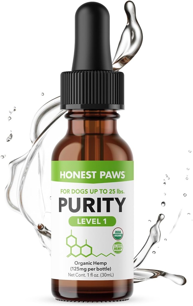Honest Paws Hemp Oil for Dogs - Natural Hemp Seed Oil Calming Purity Drops for Dogs - Rich in Omega 3 6 9 para promocionar los huesos saludables, soporte conjunto, relajación, manejo normal del estrés - hecho en los EE.UU.
