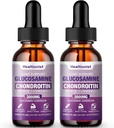 2 Pack Glucosamine Chondroitin MSM Liquid Drops, Extra Strength Joint Support Supplement for Adults Men &amp; Women, Quercetin Boswelia, Bromelain, Antioxidant Immune Support (4 Fl oz)