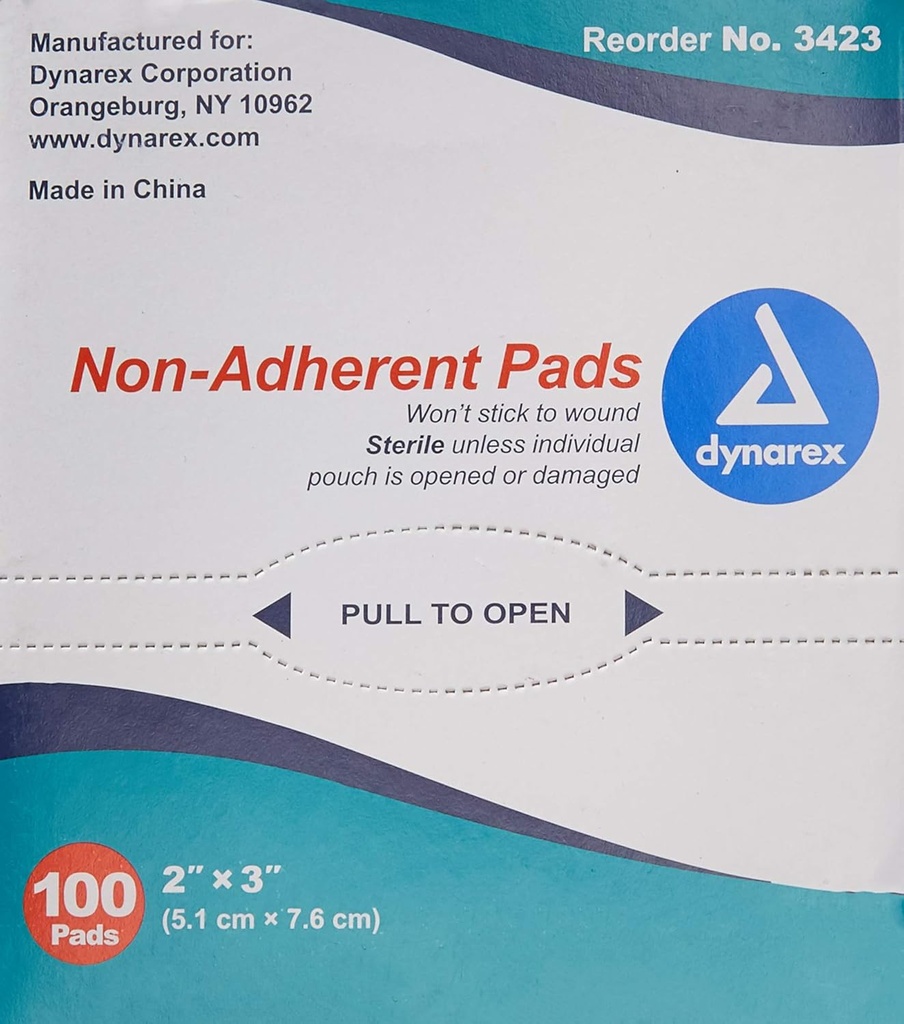 Dynarex Non-Adherent Pad, Sterile, 2x3, Box/100