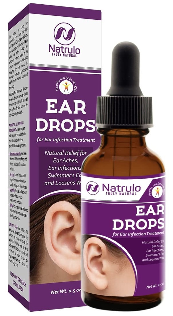 Natural Ear Drops for Ear Infection – Homeopathic Eardrops for Adults, Kids, Baby, & Pets – Relieves Ear Aches, Swimmer's Ear, & Loosens Wax – Kids Safe Ear Health Made in USA