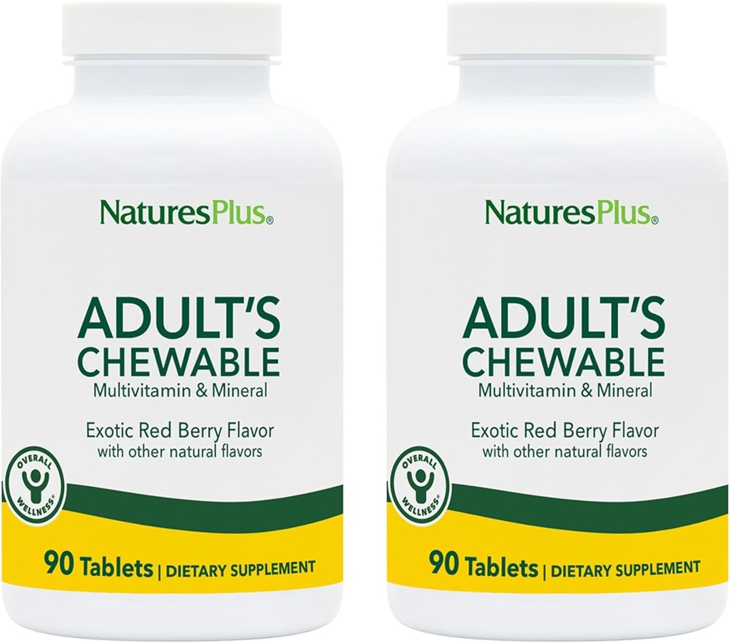 NaturalezasPlus Agridulce de Adulto, Sabor Rojo Exótico - 90 Tabletas, Pack de 2 - Suplemento Mineral Multivitamina - Vegetariano, Gluten Gratis - 180 Total Servings