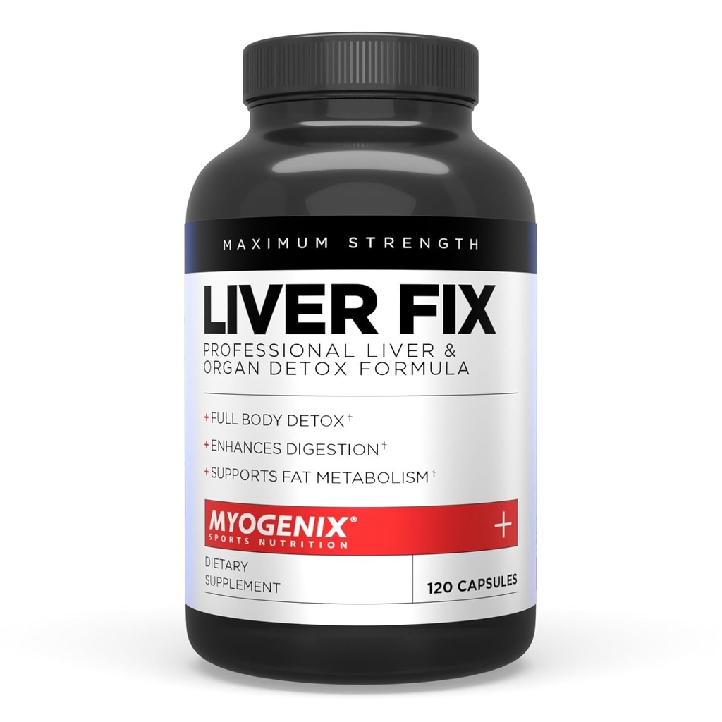 Myogenix Liver Fix – Profesional Liver & Organ Detox Fórmula – Mejora de la digestión – Apoya el metabolismo de grasa – Fácil de cambiar – Suplemento dietético (120 cápsulas)
