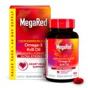 MegaRed Ultra Strength 1000mg Omega-3 Krill Oil Supplement with EPA/DHA, Astaxanthin & Phospholipids, No Fish Oil Aftertaste Supports Heart, Brain, Joint and Eye Health, 60 Count Softgels.