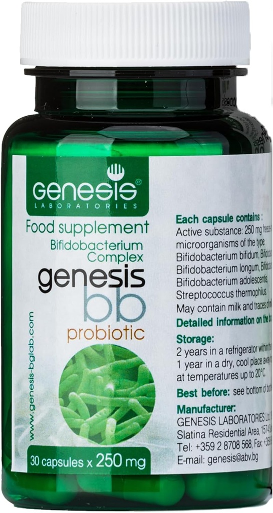 Génesis LABORATORIOS Suplemento Probiótico con Bifidobacterium spp. 250 mg 30 Capsules Immune Apoyo Gut Health Probióticos para la Salud Digestiva Anti Bloating para Hombres y Mujeres Gut Restore Probiótico