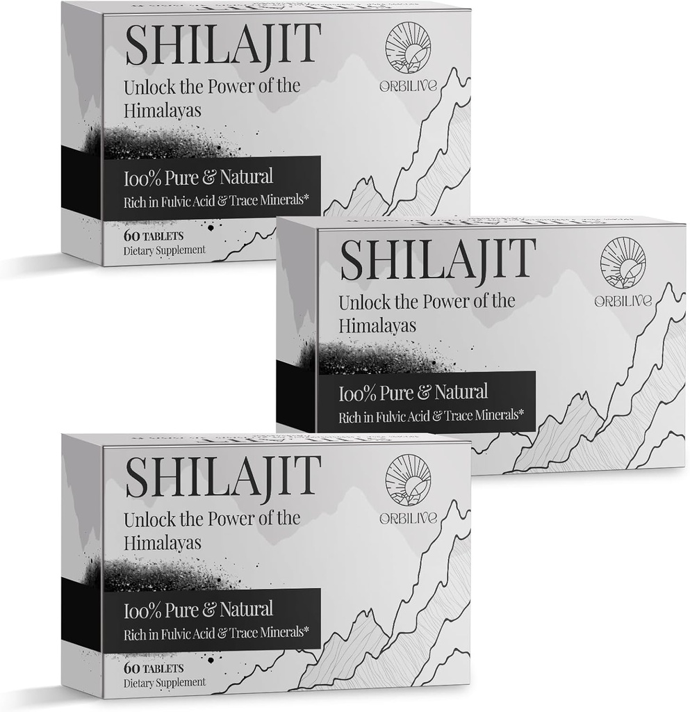 30,000 MG Shilajit Tablets, 100% Shilajit Pure, Himalayan Organic, Shilajit for Hombres and Women Rich in Fulvic Acid &amp; 85+ Trace Minerals, Shilajit Supplement for Energy & Immune System, 180 Count