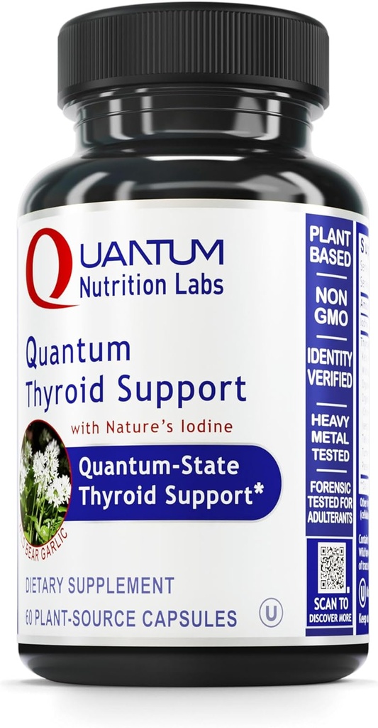 QNL Quantum Thyroid Support Suplemento - Complejo de soporte de tiroides puro - Ayudas Hormonal Balance para Hombres - Complejo de tiroides vegano - Características Iodine - 60 cápsulas de espacio vegetal