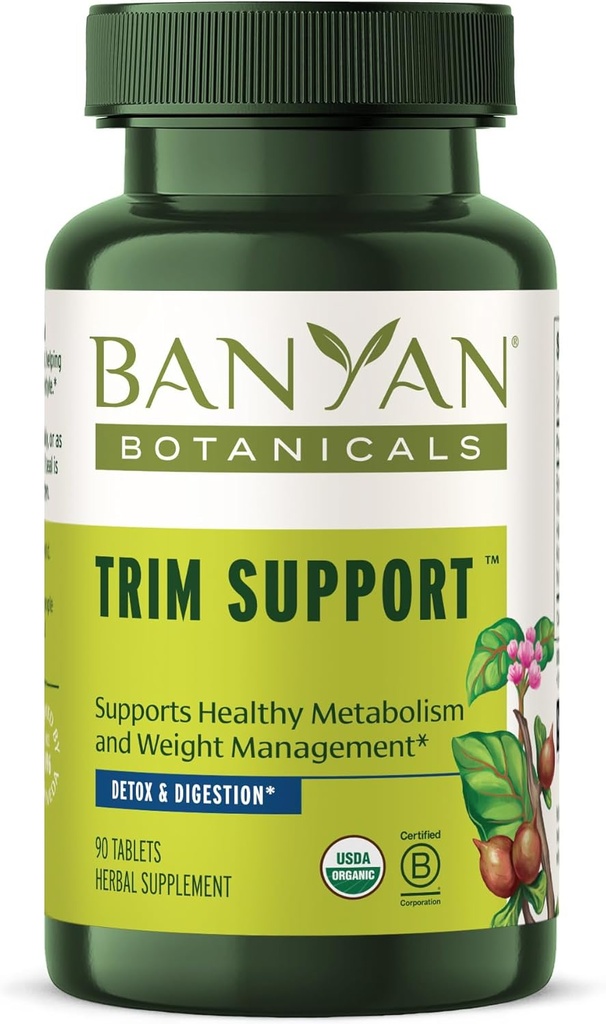 Banyan Botanicals Trim Support – Organic Weight Loss Supplement* – Natural Metabolism Support with Triphala, Guggulu & Ayurvedic Herbs for Cleansing* – 90 Tablets – Non-GMO Sustentably Sourced Vegan
