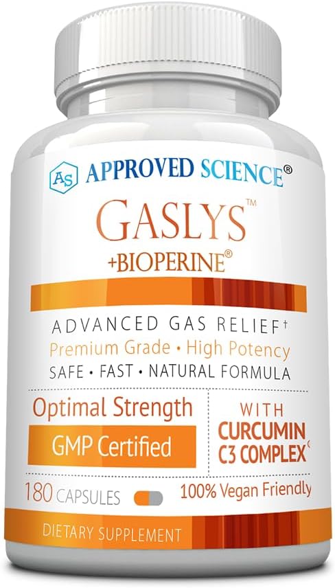 Gaslys de Ciencia Aprobada - Tracto Digestivo, Gas y Stomach Suplemento - con Artichoke Powder, Ginger, Fennel Seed - 180 Conde - Pack de 1