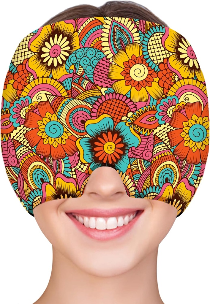 ZNÖCUETÖD Migraine Relief Cap Headache Relief Cap Cold Cap Ice Hat for Migraines Headache Sinus Stress Tension Head Ice Pack Wrap Migraine Mask Hangover Cap Ice Beanie Hot/Cold Compression Mujeres