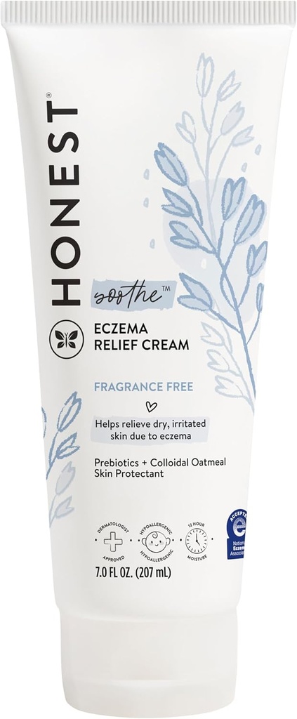 La Honest Company Eczema Soothing Therapy Cream and Skin Protectant Naturally Derived Gentle for Baby Prebiotics Colloidal Oatmeal 7 oz